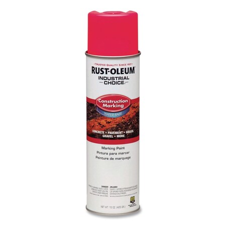 Rust-Oleum IC M1400 Water-Based Construction Marking Paint, Gloss Fluorescent Pink, 17 oz Aerosol Can, 12PK 264702