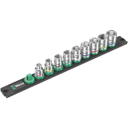 Wera Magnetic socket rail B 4 Zyklop socket set, 3/8 in drive, 9 pieces 5005430001