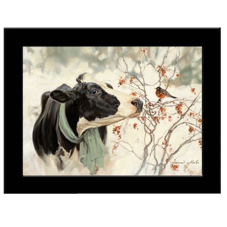 Homeroots The Winter Robin 4 Black Framed Print Wall Art 404831