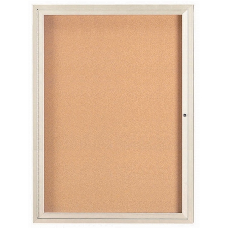 Aarco Illuminated Enclosed Bulletin Board w/ Ivory Powder Coated Al Frame, 48''Hx36''W DCC4836RIIV