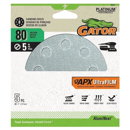 Gator DISC SANDING 8H H&L 80GRIT 5IN 9203