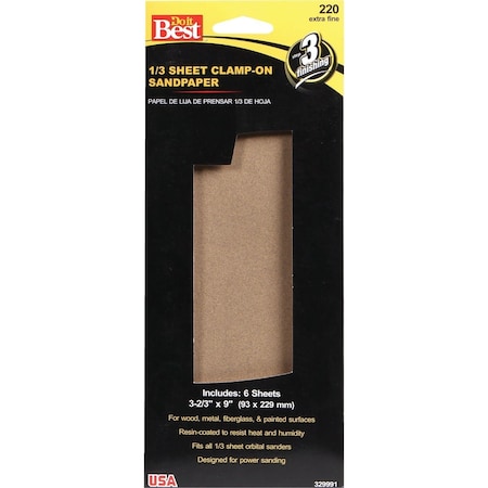 Do It Best Aluminum Oxide 220C Grit 1/3 Sheet Power Sanding Sheet, 6PK 329991GA