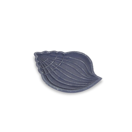Homeroots 6in Blue Conch Shell Cast Iron Vanity Tray 483175