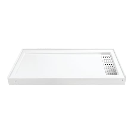 Kingston Brass 60" x 32" Anti-Skid Acrylic Single Threshold Shower Base with Right Drain, Glossy White VTSB60325RT