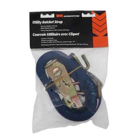 Kinedyne Tie-Down Strap, Ratchet, 16ft x 1In, 835lb 711681/45PKGRA