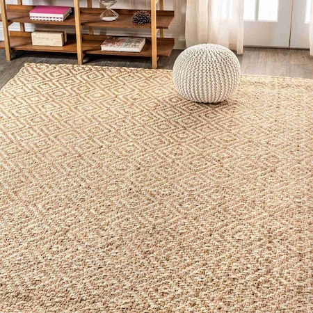 Jonathan Y Hira Hand Woven Diamond Chunky Jute Natural 9 ft. x 12 ft. Area Rug NFR100A-9
