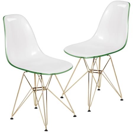 Leisuremod Cresco Clear Acrylic Dining Chair with Chrome Eiffel Base, 2PK CR19WGG2