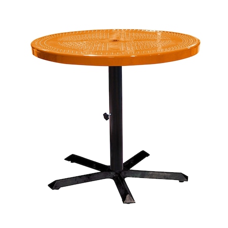 Leisure Craft 36" Round Perforated Pedestal Table, Portable, 30"H, Orange 36TAB30-ORANGE