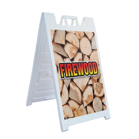 Signmission Firewood, A-Frame & 2 Sign Inserts, Heavy-Duty Plastic Frame SBHD-C-2436-Firewood