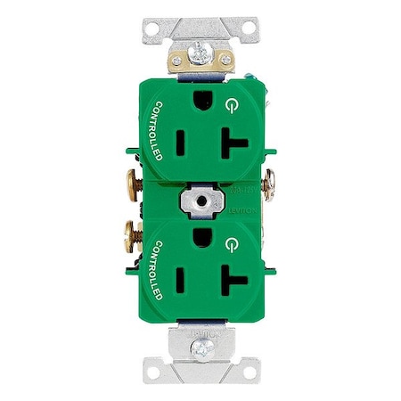 Leviton PlugsandRcptcls, 20A, 125VAC, Grn, Nylon, PK1 5362-S2N