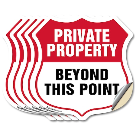Signmission Private Property Shield Sign Private Pro, 6 inch X 6 inch, Vinyl Decal, 5PK SHI-D-5PACK-6-444