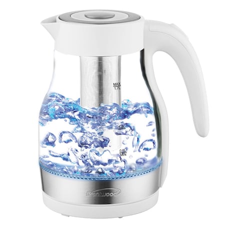 Brentwood Industries Glass 1.7 Liter Electric Kettle with Tea Infuser in White KT-1962W