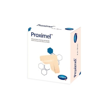 Proximel Foam Dressing 6 X 6 Inch With Border Waterproof Film Backing Silicone Adhesive Square Sterile, 50PK 14400000