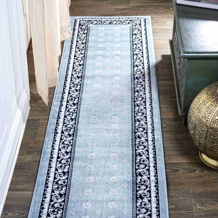 Jonathan Y Acanthus French Border Blue/Navy 2 ft. x 8 ft. Runner Rug MDP504E-28