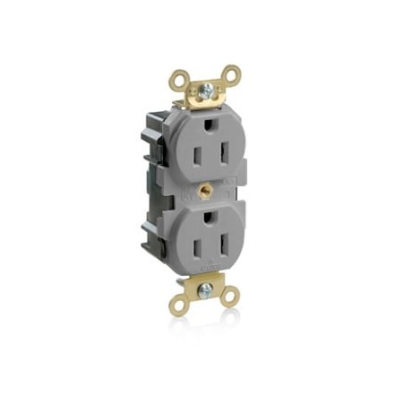 Leviton Lev-Lok Industrial Grade Duplex Receptacle, 15 Amp, 125 Volt M5262-GY