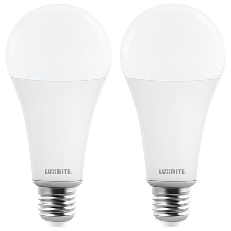 Luxrite A23 LED Light Bulb, E26 Base Bulb, 33 Watts, 4000 Lumens, Dimmable, 2700K Warm White Light, 2PK LR21455