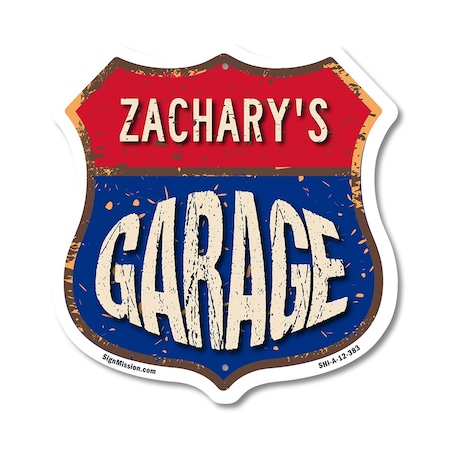 Signmission Zachary's Garage, 12 Inch X 12 Inch, Aluminum Metal Sign SHI-A-12-383-ZACHARY