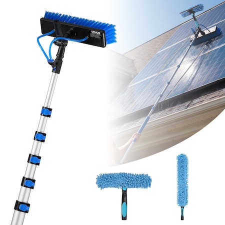 Vevor Solar Panel Cleaning Kit Water Fed Pole Kit 33 ft Brush Soap Dispenser HW6-10m(30CM)-US