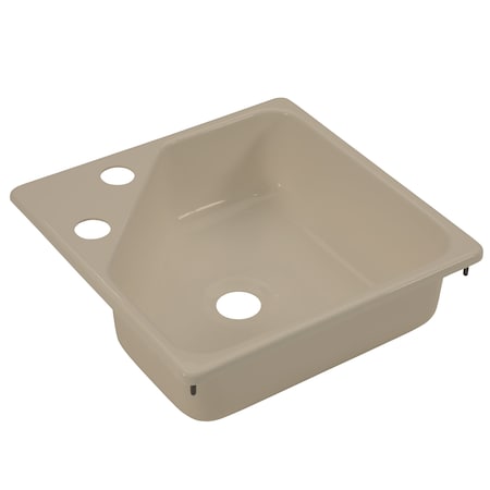 Lippert 15IN X 15IN CORNER BAR SINK; 2 FAUCET HOLES - PARCHMENT 344157