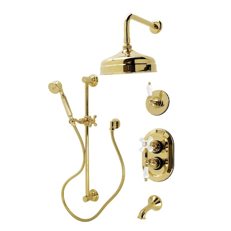 Kingston Brass Thermostatic Tub and Shower System, Polished Brass KSK36320PL