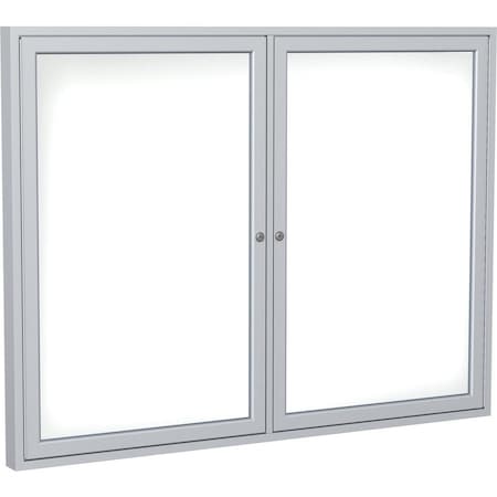 Ghent 2-Door Enclosed Whiteboard 36"x48", Aluminum Frame, Satin PA23648M-M1