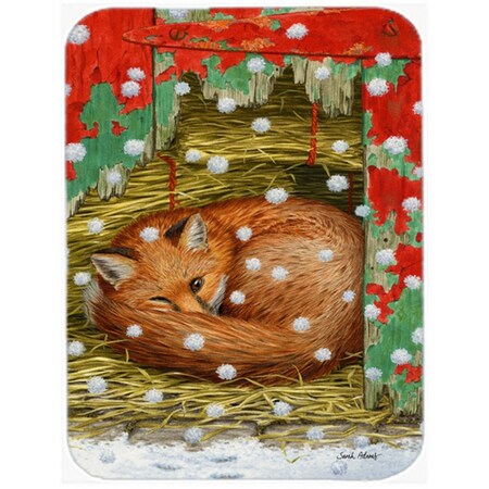 Carolines Treasures Fox Sleeping In The Snow Glass Cutting Board- Large ASA2045LCB