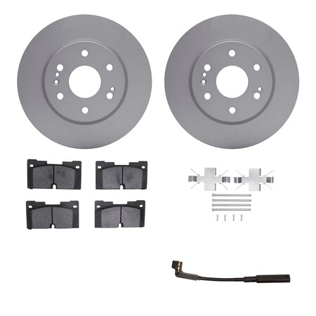 Dynamic Friction Co DFC GEOSPEC Coated Rotor- Heavy Duty Brake Pad includes Hardware and Sensor 4422-47001