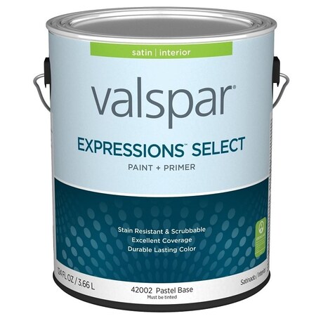 Valspar Expressions Select 4200 Latex Paint, Acrylic Base, Satin Sheen, Pastel Base, 1 gal 028.0042002.007