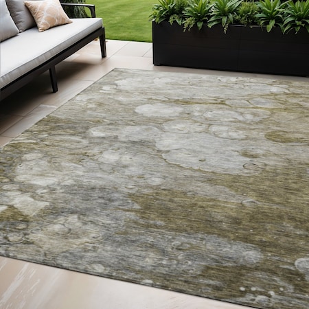 Homeroots 8' X 10' Brown Taupe And Ivory Abstract Washable Indoor Outdoor Area Rug 582155