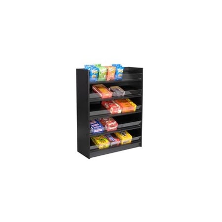 Specialty Store Services 5 Shelf Floor Standing Candy And Snack Display, Black Laminate Retail Candy Rack 7777BK