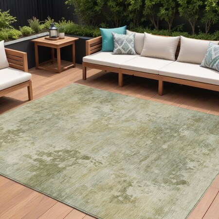 Homeroots 8' X 10' Sage And Beige Abstract Washable Indoor Outdoor Area Rug 630888