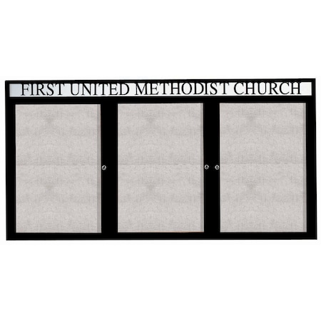 Aarco Outdoor Enclosed Bulletin Board w/ Al Frame Header, Powder Coated Black, Neutral 48''Hx96''W ODCC4896-3RHBK