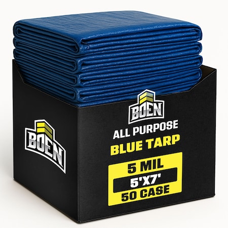 Boen Boen 5ft x 7ft Blue Poly Tarps 5, PK 50 ZR-BT-57-CS