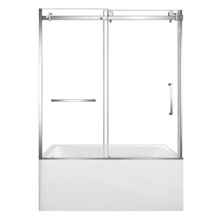 Kingston Brass 60" Acrylic Alcove Left-Hand Drain Tub with Right Sliding Tub Door, White/Polished Chrome KVTAP603222L1