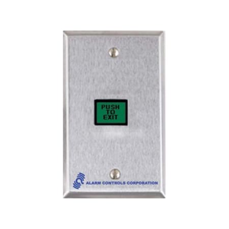 Alarm Controls Exit Button, Single Gang, Stainless Steel TS-7