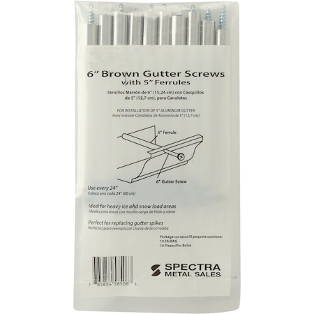Spectra Metals 6'' K Style Brown Gutter Screw & Ferrule, 10PK 6SCREWCOMBORTB