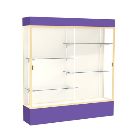 Ghent Lighted Floor Display Case 72x80x16, Plaque, Champange 3176PB-GD-PE