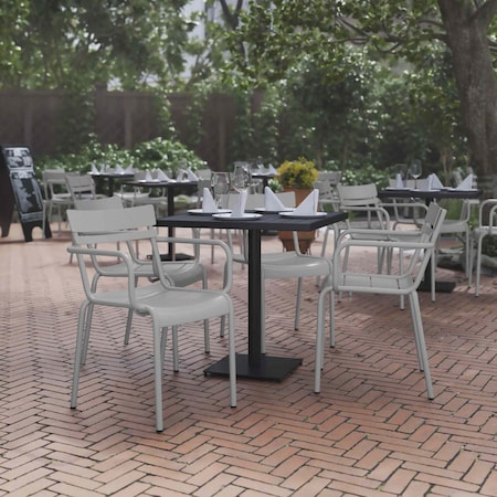 Flash Furniture Silver All-Weather Steel Dining Chair, 4PK 4-XU-CH-10318-ARM-SIL-GG