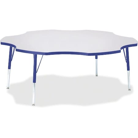Jonti-Craft Berries Six Leaf Activity Table, 60 in., E-height, Freckled Gray/Blue/Gray 6458JCE003