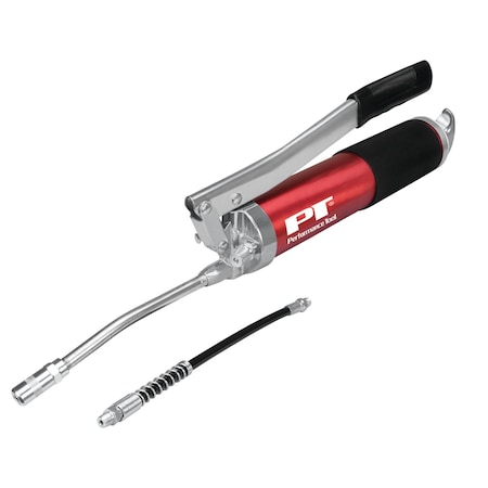Performance Tool Aluminum Grease Gun, Lever Action, 3-Way Loading, 4 Jaw Coupler W54290