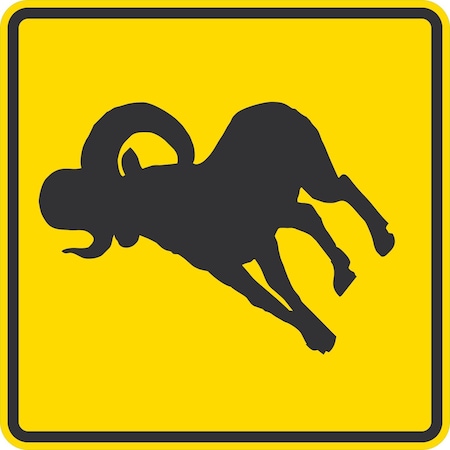 Lyle Bighorn Sheep Graphic, 30x30, Diamond Grade, Yellow G-15099-DG_30x30