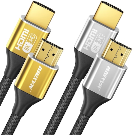Maximm 10ft 8K 60Hz 48Gbps HDMI 2.1 Braided Cable, Black, 2PK GS-8K-10FT-2PK