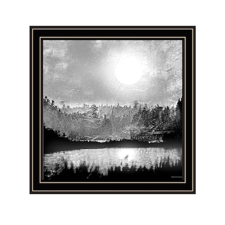 Homeroots Big Moon Lake Black Framed Print Wall Art 529597
