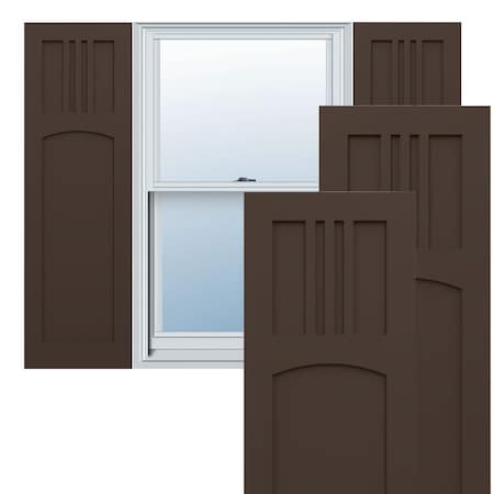 Ekena Millwork True Fit PVC San Miguel Mission Style Fixed Mount Shutters, Raisin Brown, 15W x 54H, PR TFP001SM15X054TB