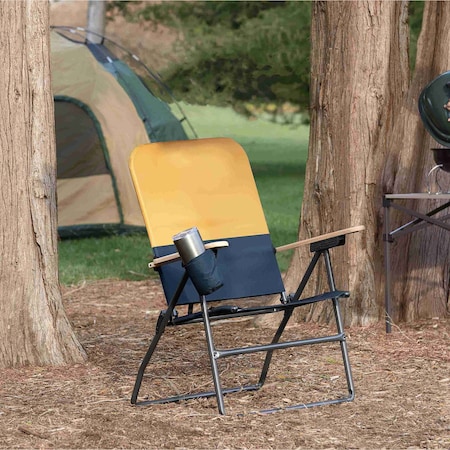 Camp & Go Selkirk Outdoor Oversized Heavy Duty Comfort Folding Camping Chair, Orange and Navy GR618-438-1