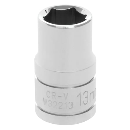 Perform Tool Socket 1/2 In Drive; 13 mm; Metric; 6 Point; Polished Nickel Chrome Plated; Vanadium Alloy Steel W32213
