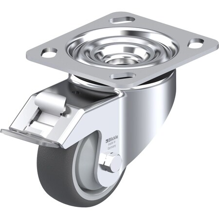 Blickle Swivel Plate Caster, PU, 3-1/8", Brake LK-PATH 80KF-14-FI
