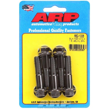 Arp 662-1006 10 mm x 1.50 Thread Bolt 45 mm Long 12 mm Hex Head Chromoly - Black Oxide ARP662-1006
