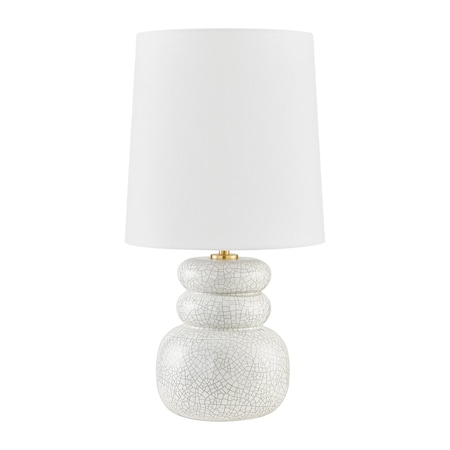 Mitzi Zoe Feldman X Corinne 1 Light Table Lamp 11 In. Aged Brass/Ceramic Peignoir Crackle HL889201-AGB/CPC