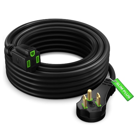 Maximm 15ft 14AWG Low Profile Flat Plug Extension Cord, 3-Prong, Black IGR-14-P030P-05H-15BK